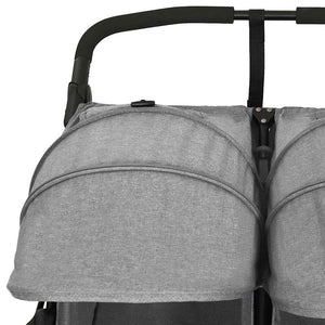 vidaXL Poussette double gris clair acier