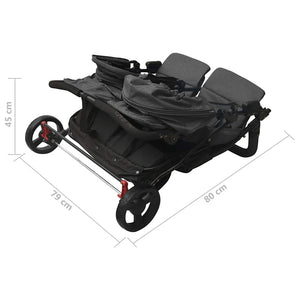 vidaXL Poussette double anthracite Acier