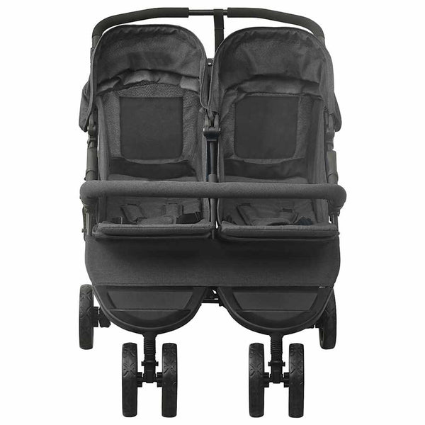vidaXL Poussette double anthracite Acier