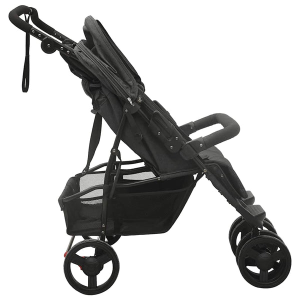 vidaXL Poussette double anthracite Acier