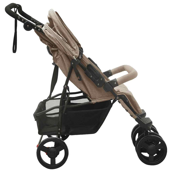 Geschwisterwagen Taupe Stahl