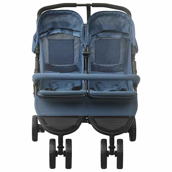 Marineblauer Zwillingskinderwagen aus Stahl