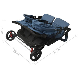 Marineblauer Zwillingskinderwagen aus Stahl