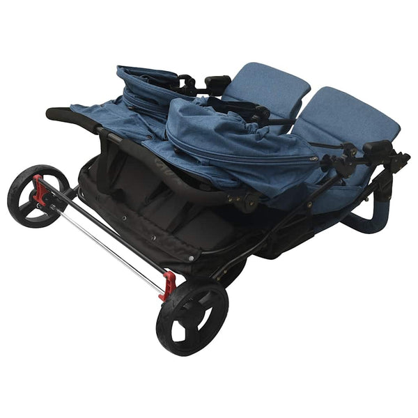 Marineblauer Zwillingskinderwagen aus Stahl
