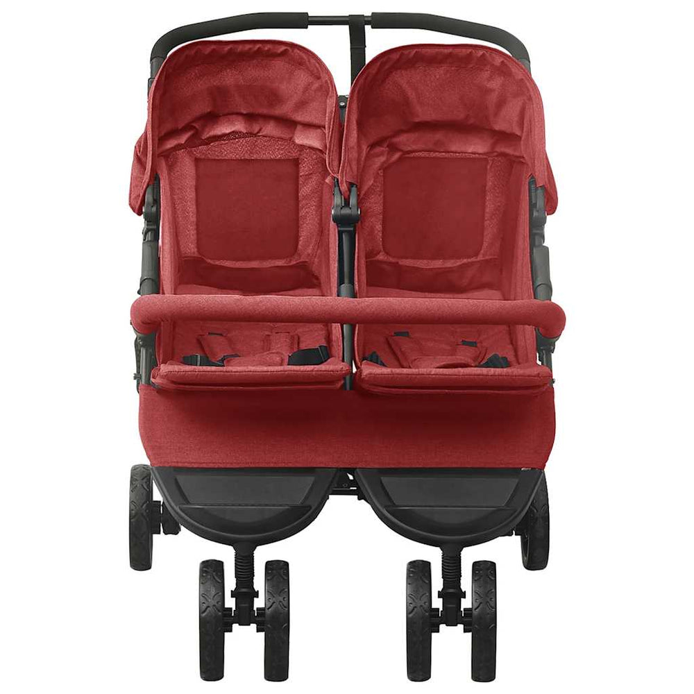 vidaXL Poussette double rouge Acier