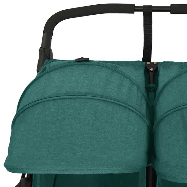 Grüner Zwillingskinderwagen aus Stahl