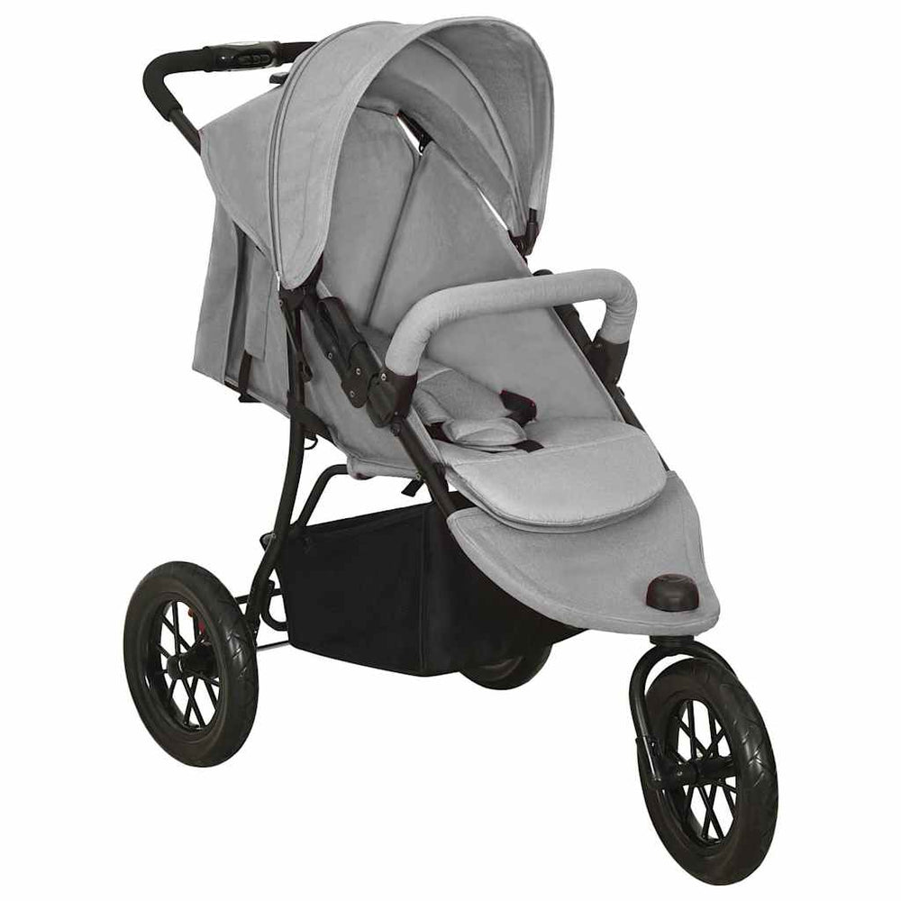 Hellgrauer Kinderwagen aus Stahl