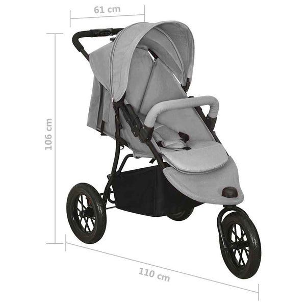 vidaXL Poussette gris clair acier