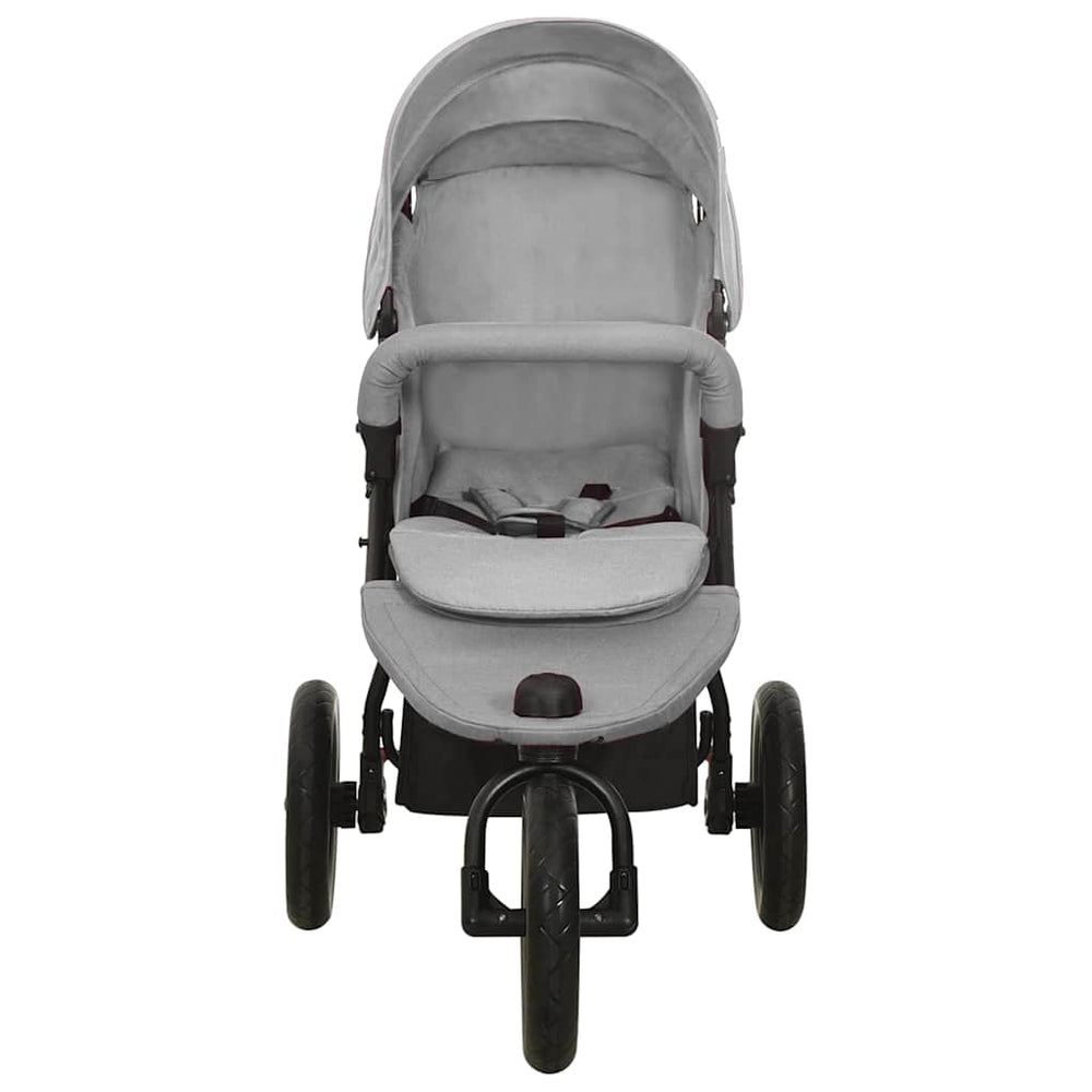 Hellgrauer Kinderwagen aus Stahl