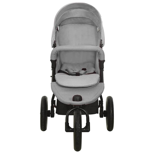 Hellgrauer Kinderwagen aus Stahl