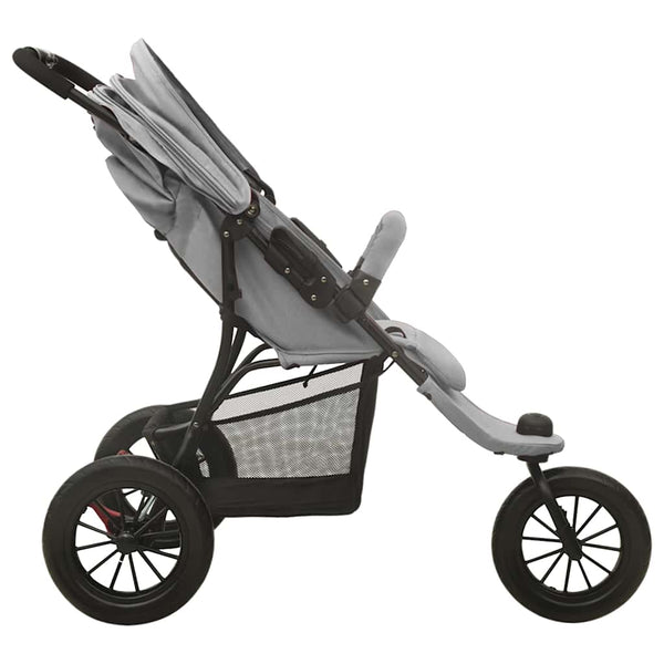 vidaXL Poussette gris clair acier