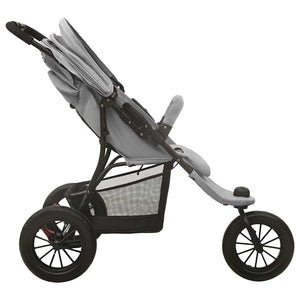Hellgrauer Kinderwagen aus Stahl