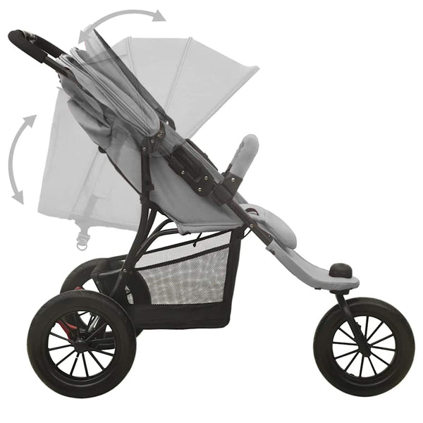 vidaXL Poussette gris clair acier