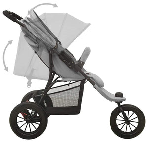 Hellgrauer Kinderwagen aus Stahl