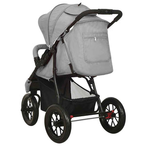 vidaXL Poussette gris clair acier