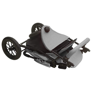 Hellgrauer Kinderwagen aus Stahl