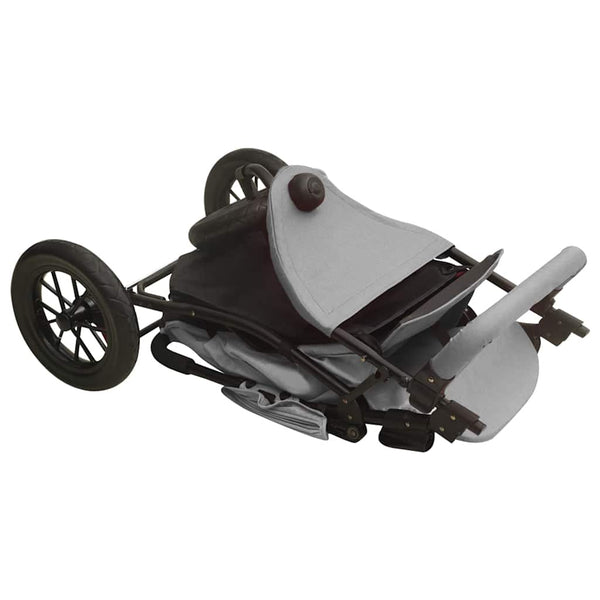 Hellgrauer Kinderwagen aus Stahl