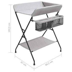 vidaXL Table à langer gris clair fer