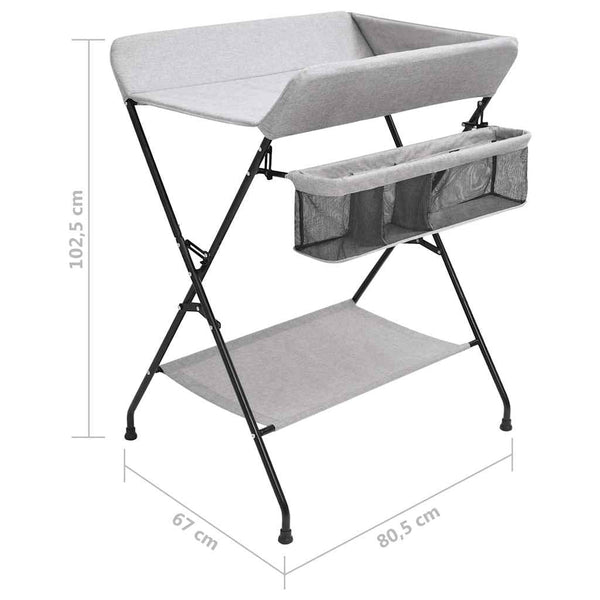 vidaXL Table à langer gris clair fer