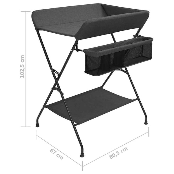 vidaXL Table à langer anthracite fer
