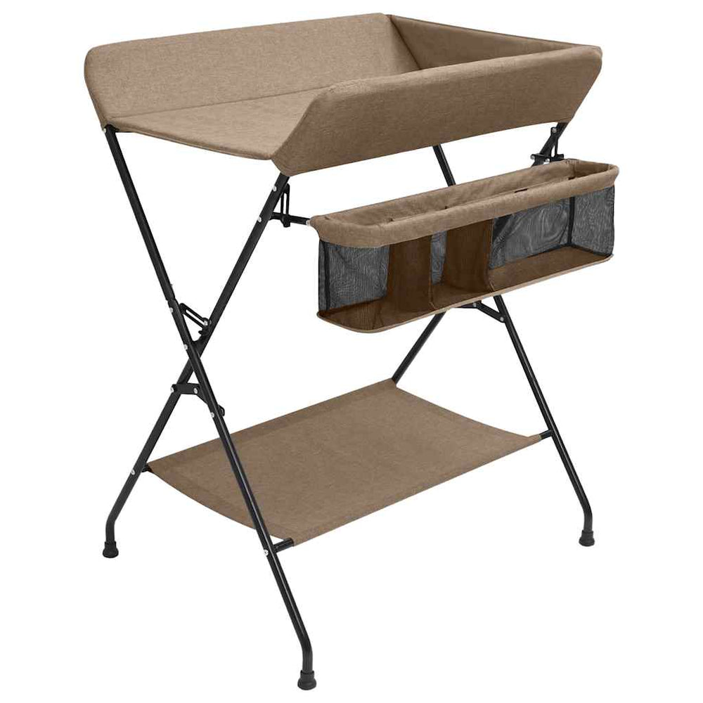 vidaXL Table à langer taupe Fer