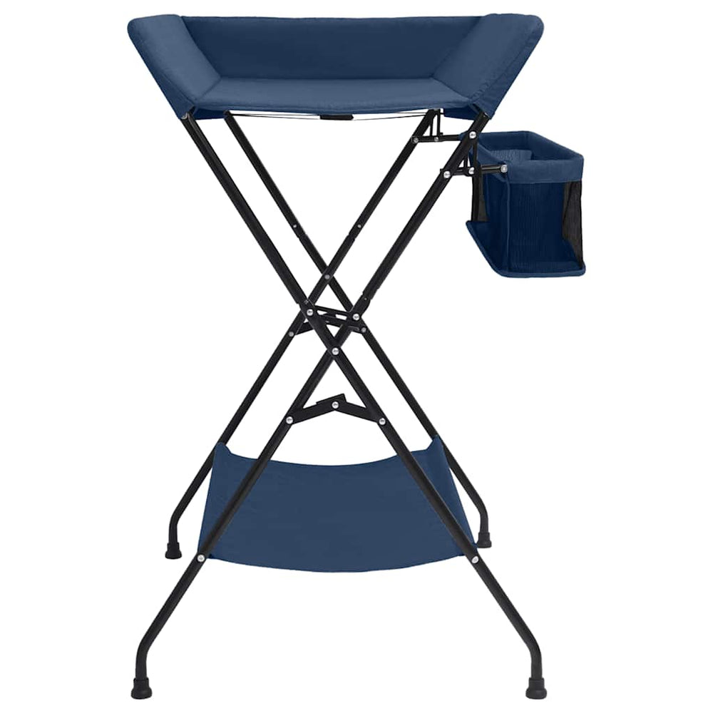 vidaXL Table à langer bleu marine en fer
