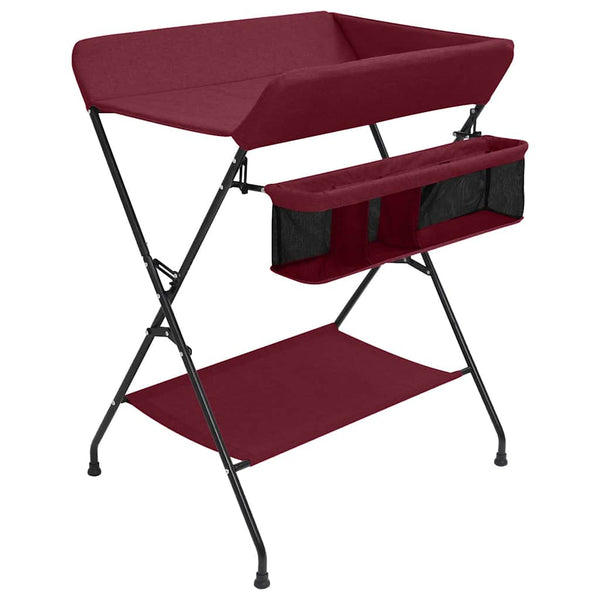 vidaXL Table à langer rouge en fer