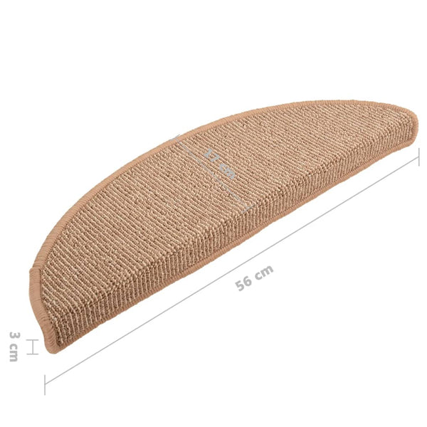 Stufenmatten 15 Stk. 56x17x3 cm Hellbraun Halbrund