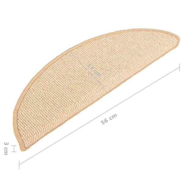 Stufenmatten 15 Stk. 56x17x3 cm Creme Halbrund