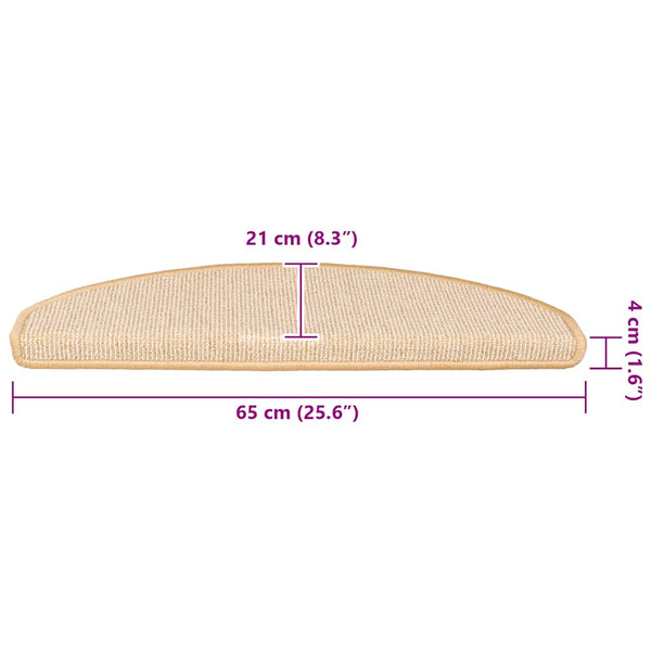 Stufenmatten 15 Stk. 65x21x4 cm Creme Halbrund Groß
