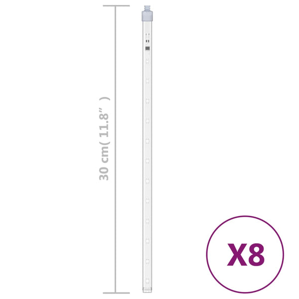 LED Meteor Lichter Kaltweiß 30cm 8er Set