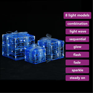 LED Geschenkboxen 3er Set, Kaltweiß