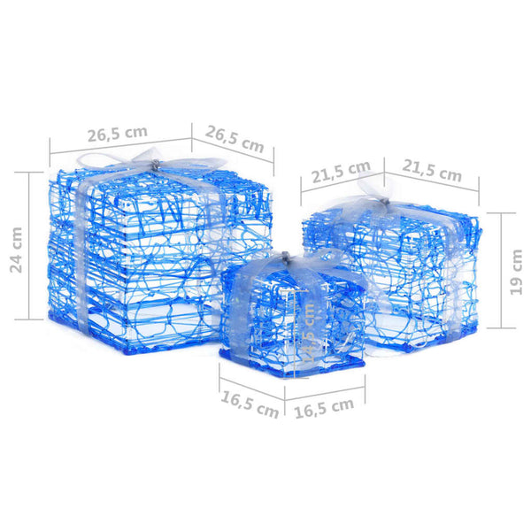 LED Geschenkboxen 3er Set, Kaltweiß