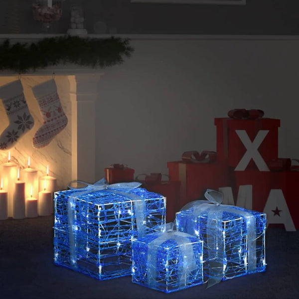 LED Geschenkboxen 3er Set, Kaltweiß