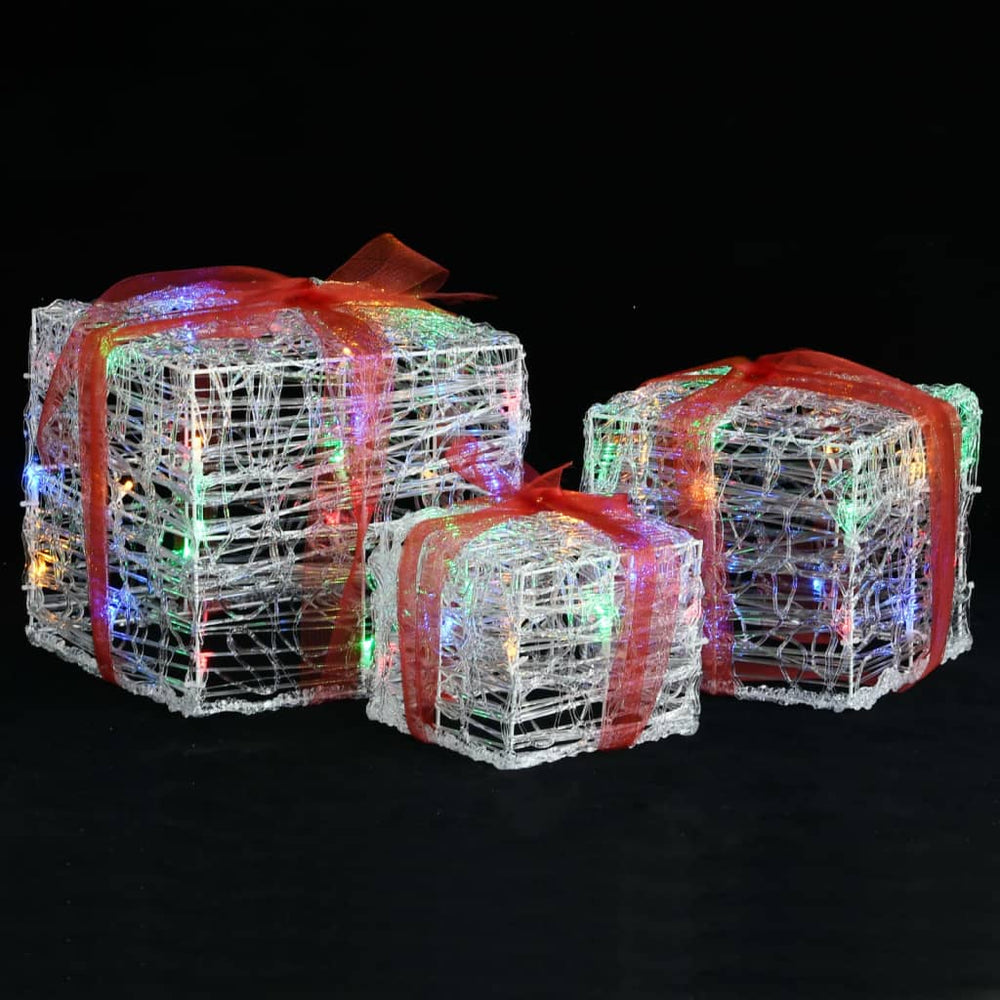 LED Geschenkboxen 3er Set, Mehrfarbig