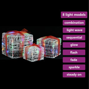LED Geschenkboxen 3er Set, Mehrfarbig