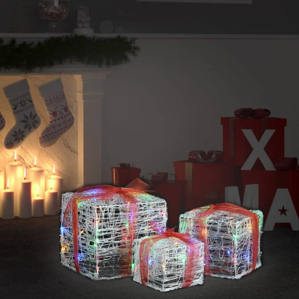 LED Geschenkboxen 3er Set, Mehrfarbig