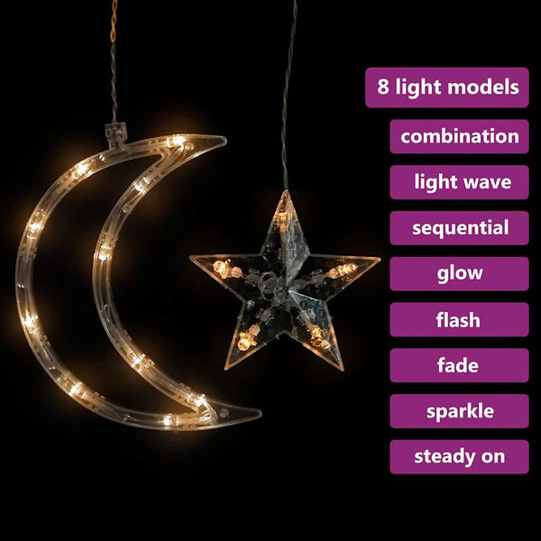 Stern und Mond Lichterkette mit Fernbedienung