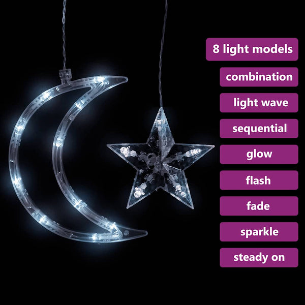 LED Stern und Mond Lichterkette mit Fernbedienung