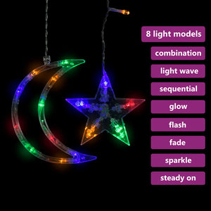 LED Stern und Mond Lichterkette mit Fernbedienung