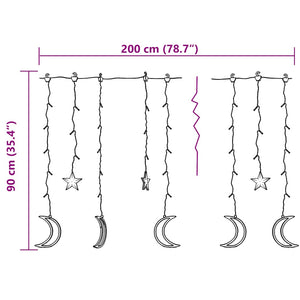 LED Stern und Mond Lichterkette mit Fernbedienung