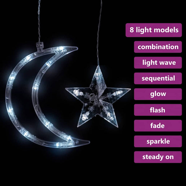 LED Stern und Mond Lichterkette mit Fernbedienung