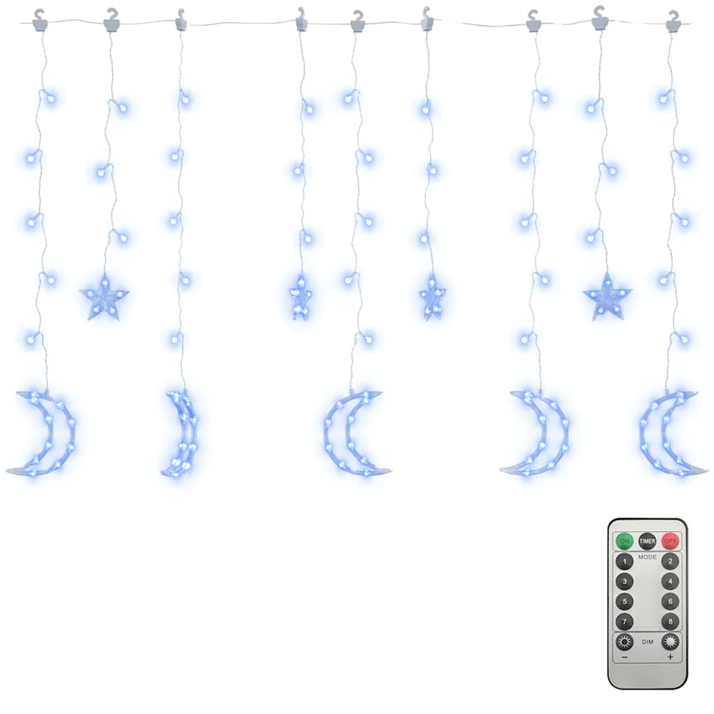 LED Stern und Mond Lichterkette Blau