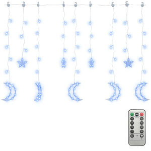 LED Stern und Mond Lichterkette Blau