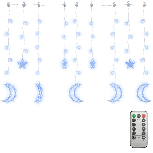 LED Stern und Mond Lichterkette Blau