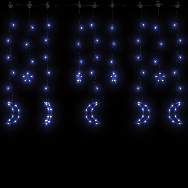 LED Stern und Mond Lichterkette Blau