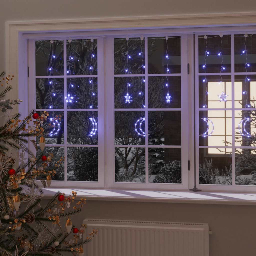 LED Stern und Mond Lichterkette Blau