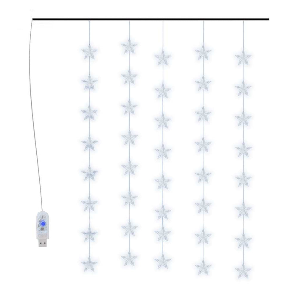 LED Sternenvorhang Lichterkette Kaltweiß 200 LEDs