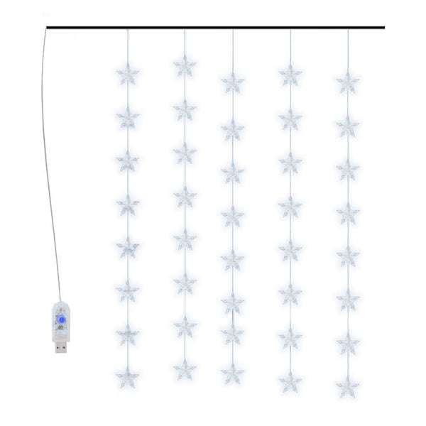 LED Sternenvorhang Lichterkette Kaltweiß 200 LEDs
