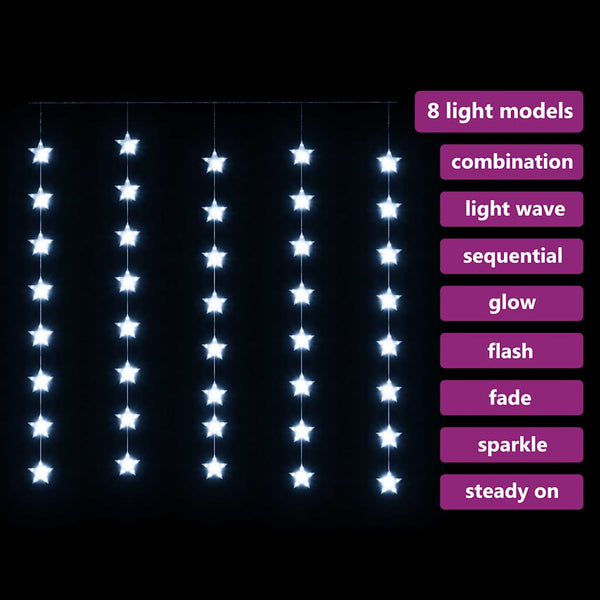 LED Sternenvorhang Lichterkette Kaltweiß 200 LEDs